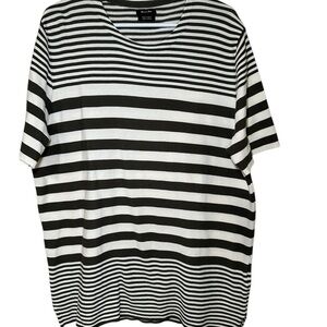 Massimo Dutti Olive and Cream Striped Top Size XL 100% Cotton